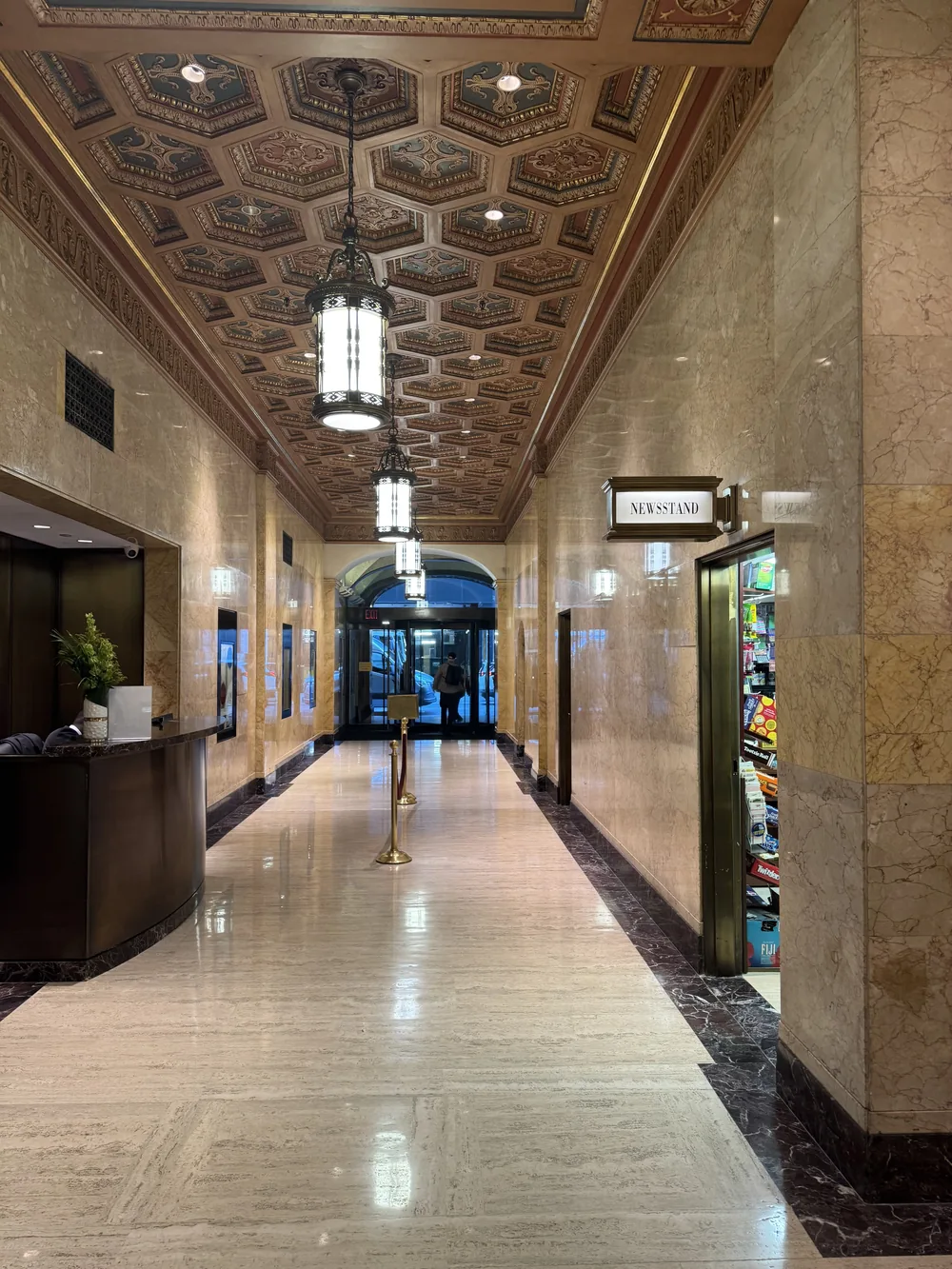 The marble lobby inside 515 Madison Avenue, leading to our clinic